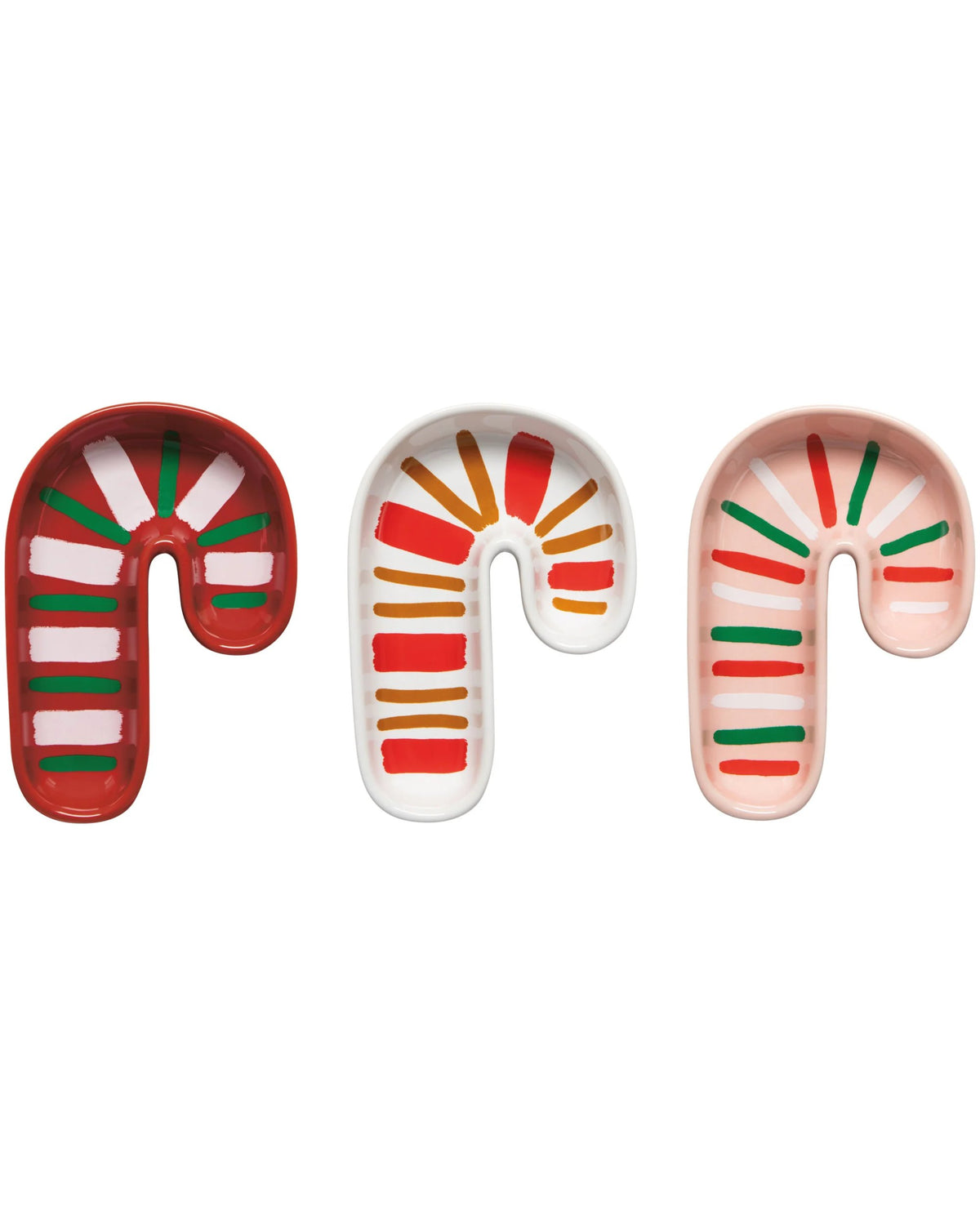 Ensemble de 3 plats en forme de canne de Noël