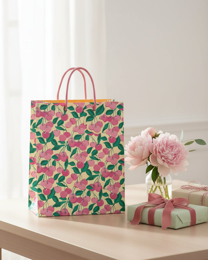 Sac cadeau - Grand - Cerises