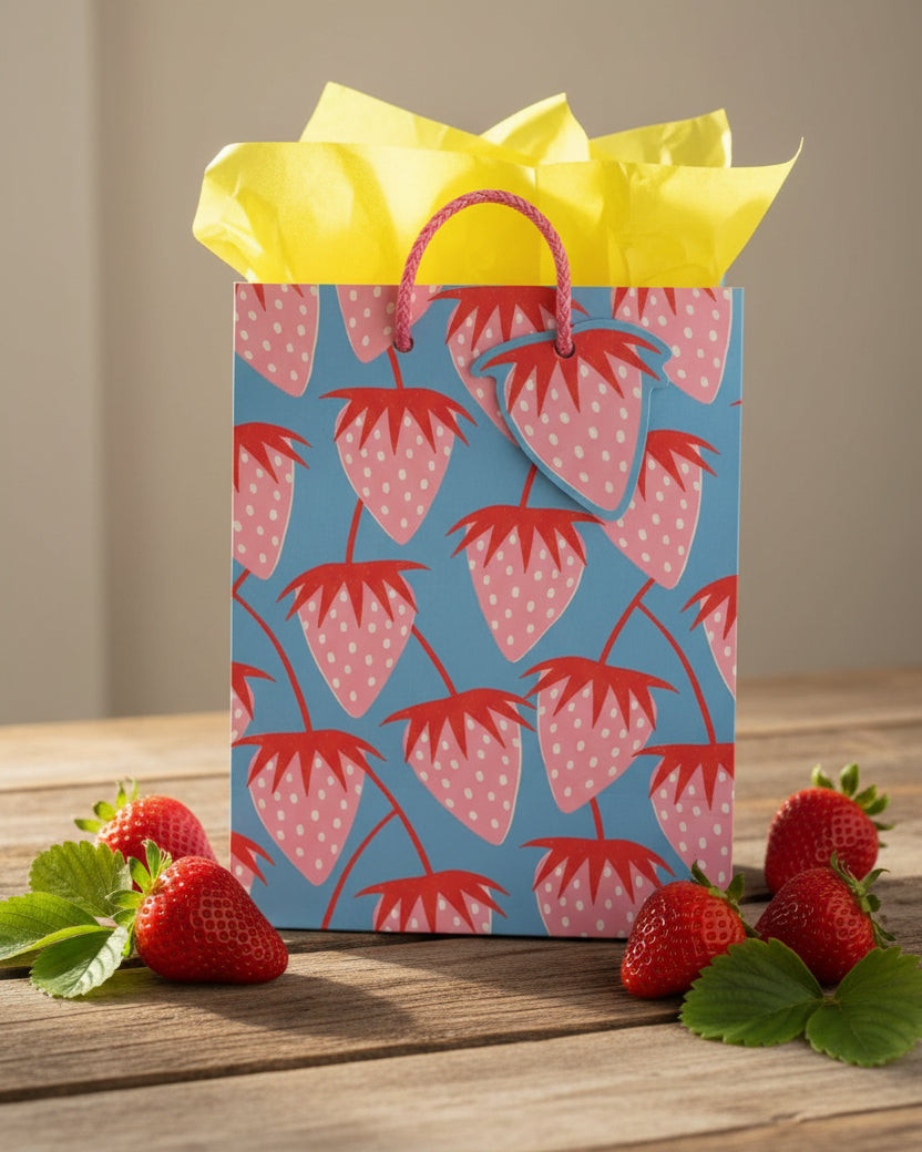 Sac cadeau - Moyen - Fraises
