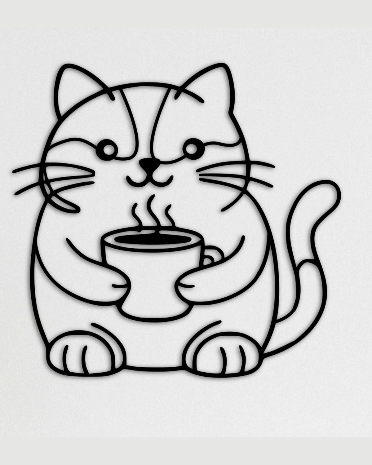 Carte de voeux (4x6) - Le chat et son café