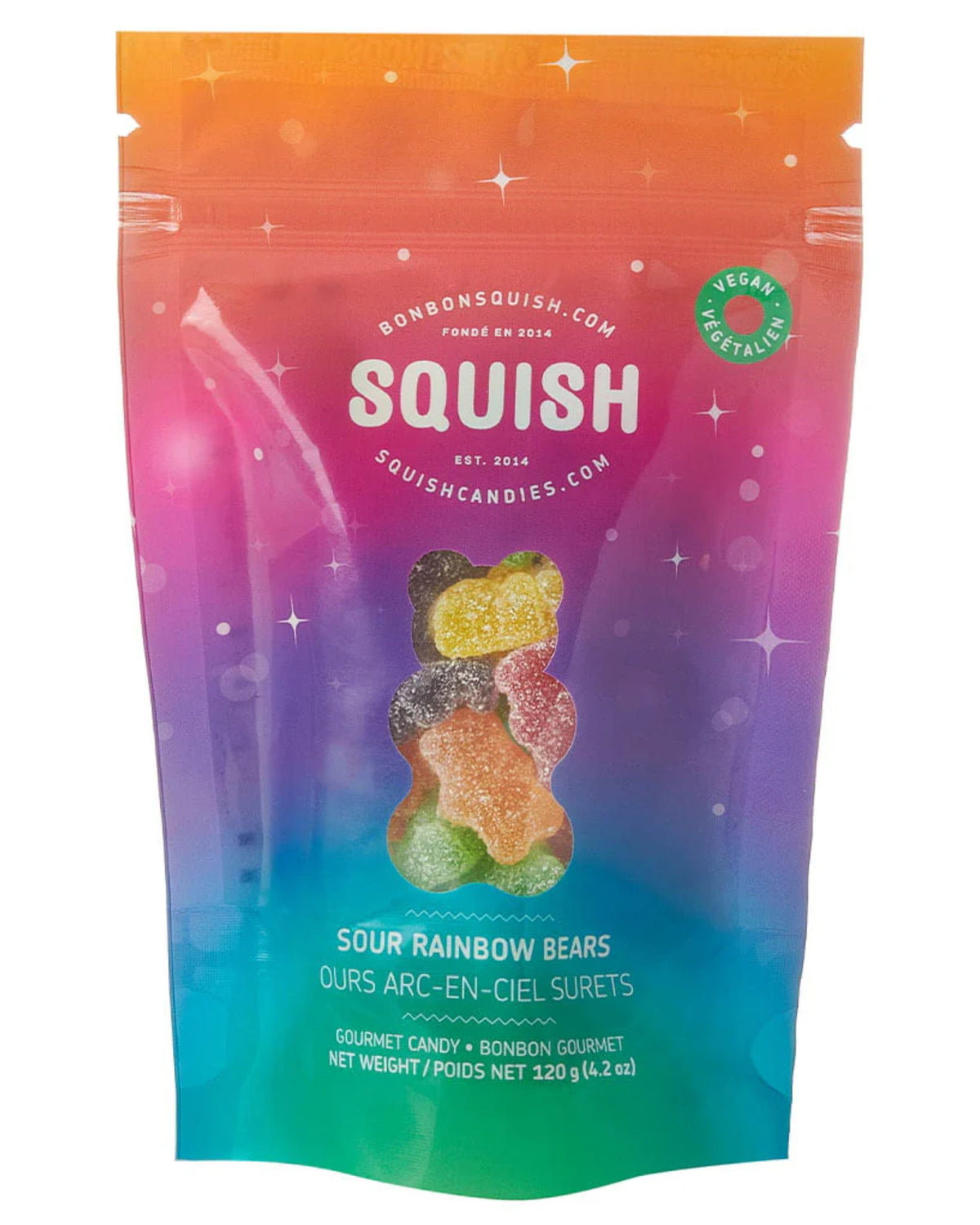 Bonbon gourmet végétalien - Ours arc-en-ciel surets