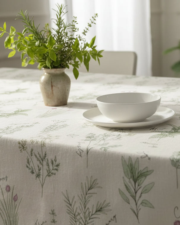 Nappe pour 6 personnes - Motif fines herbes
