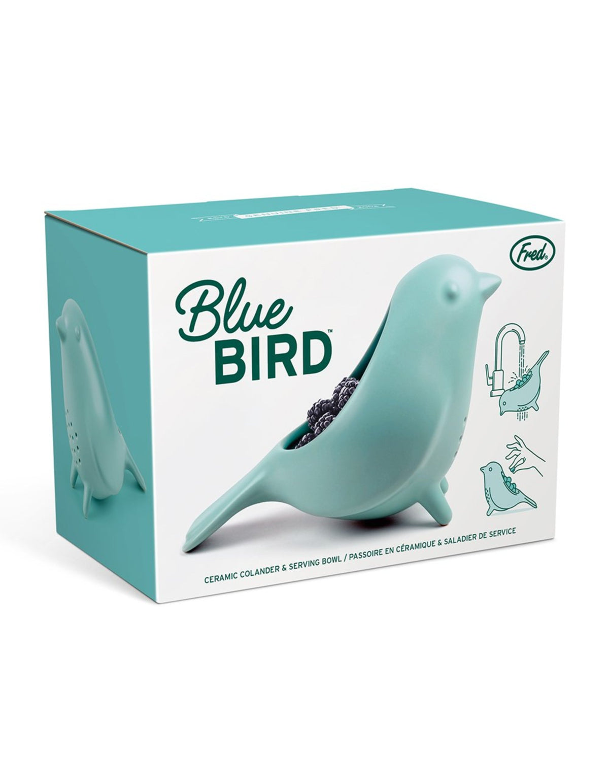 Passoire en céramique et saladier de service - Blue Bird