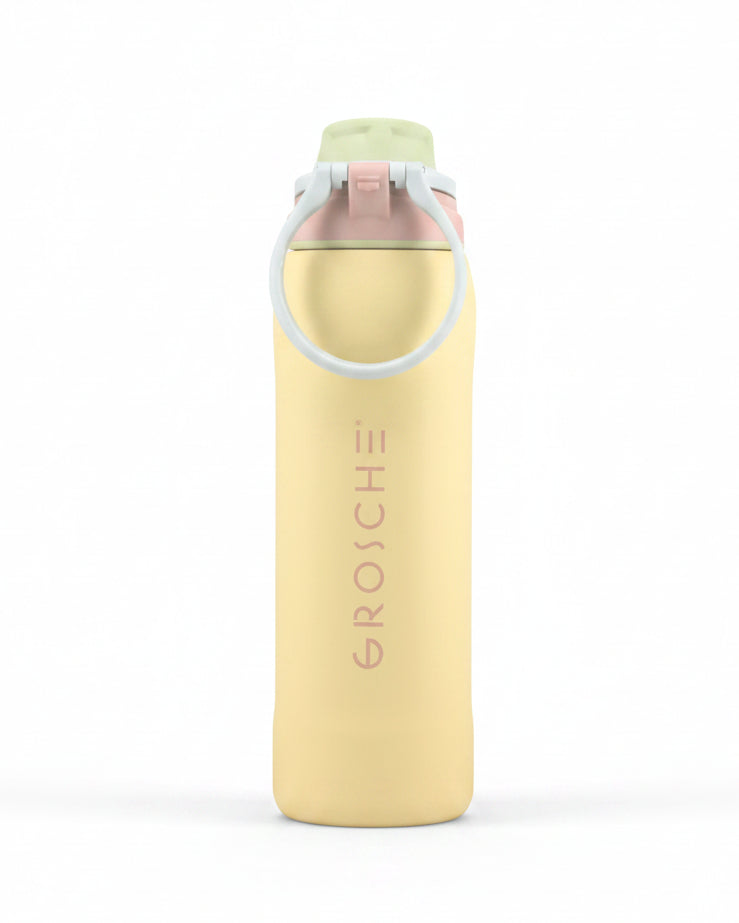 Bouteille d'eau isotherme KAMLOOPS avec couvercle à goulot, 24 oz - Jaune