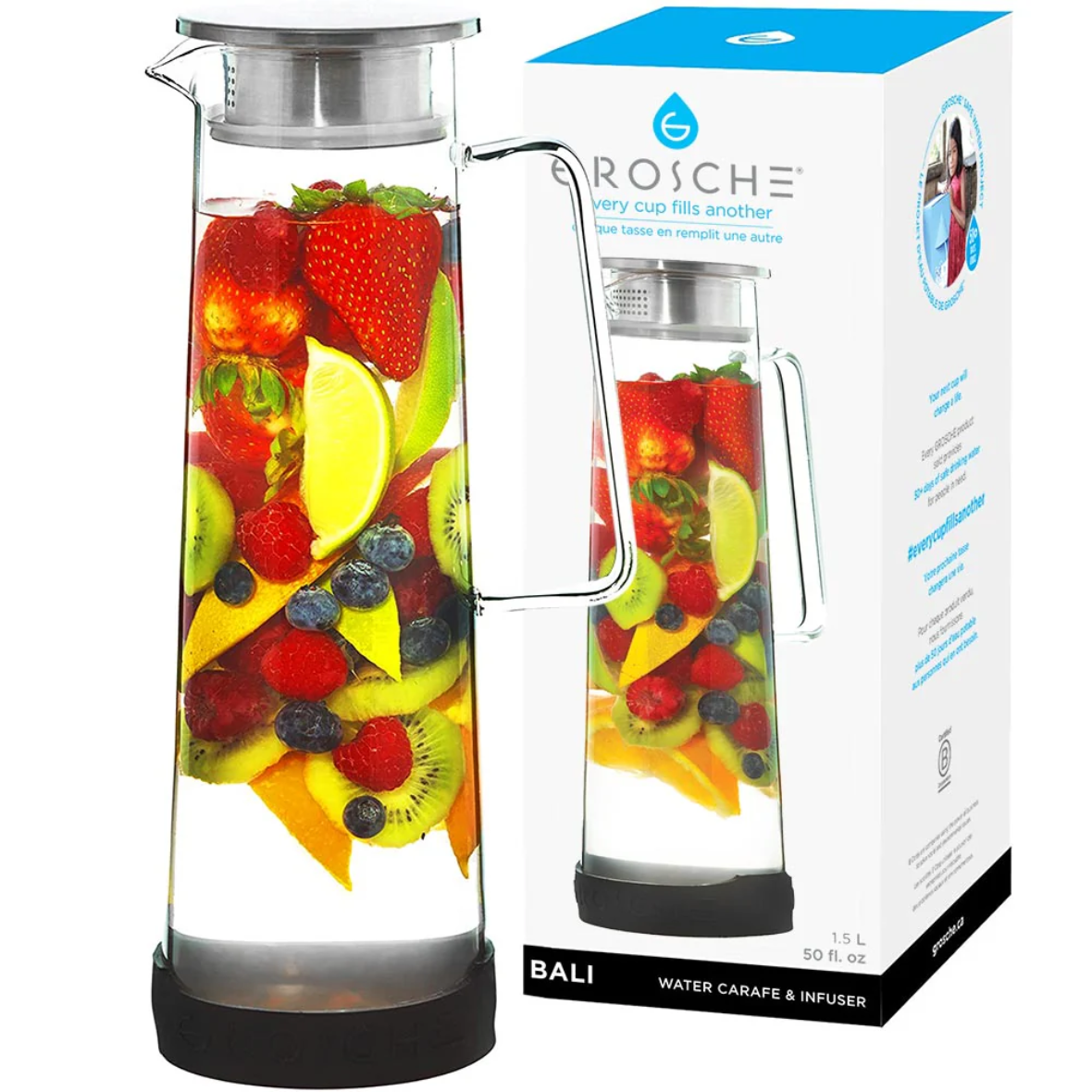 Carafe à eau Bali, Verre Borosilicate, 1.5 L - Grosche