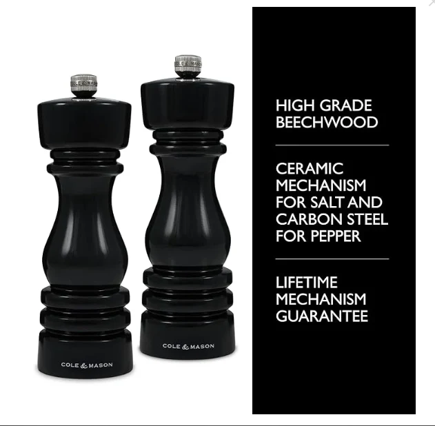Cole &amp; Mason LONDON black salt and pepper shaker set