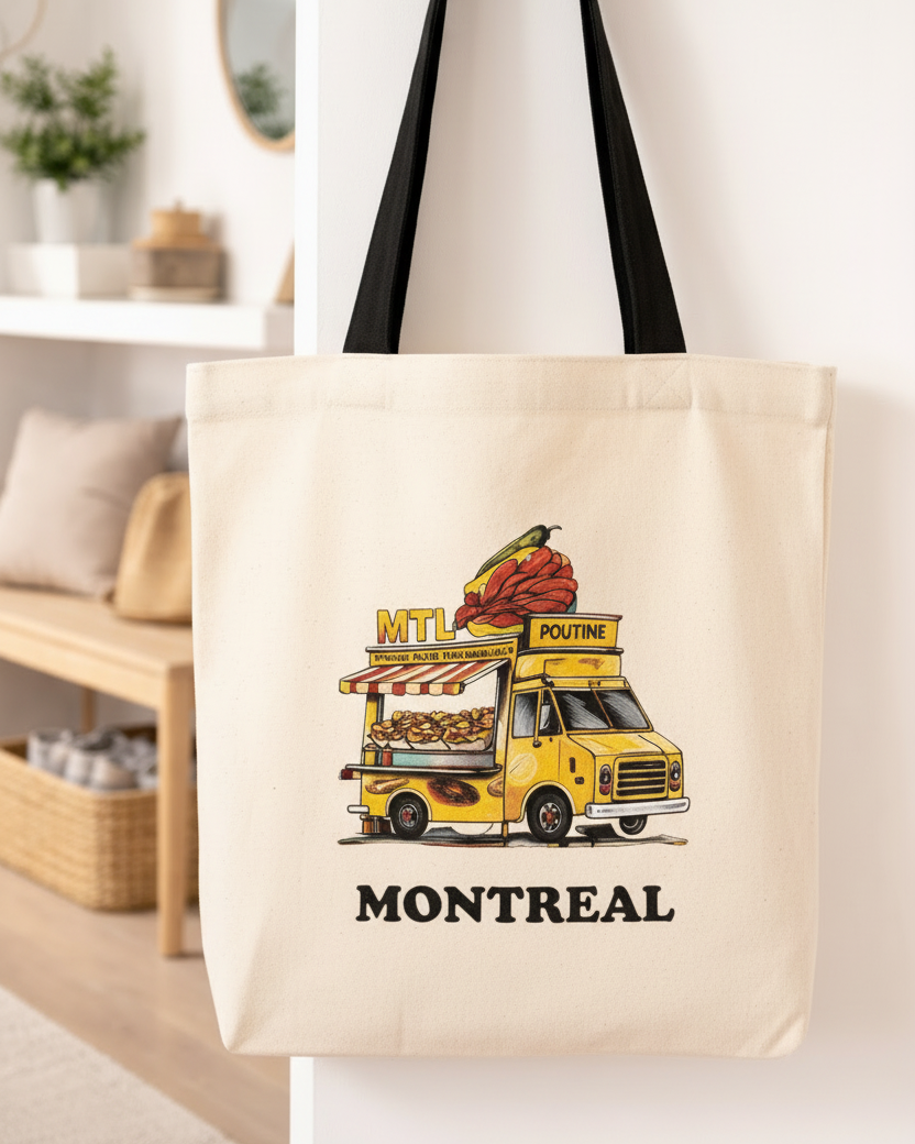 Tote réutilisable LG  "MTL Food Truck" (coton beige)