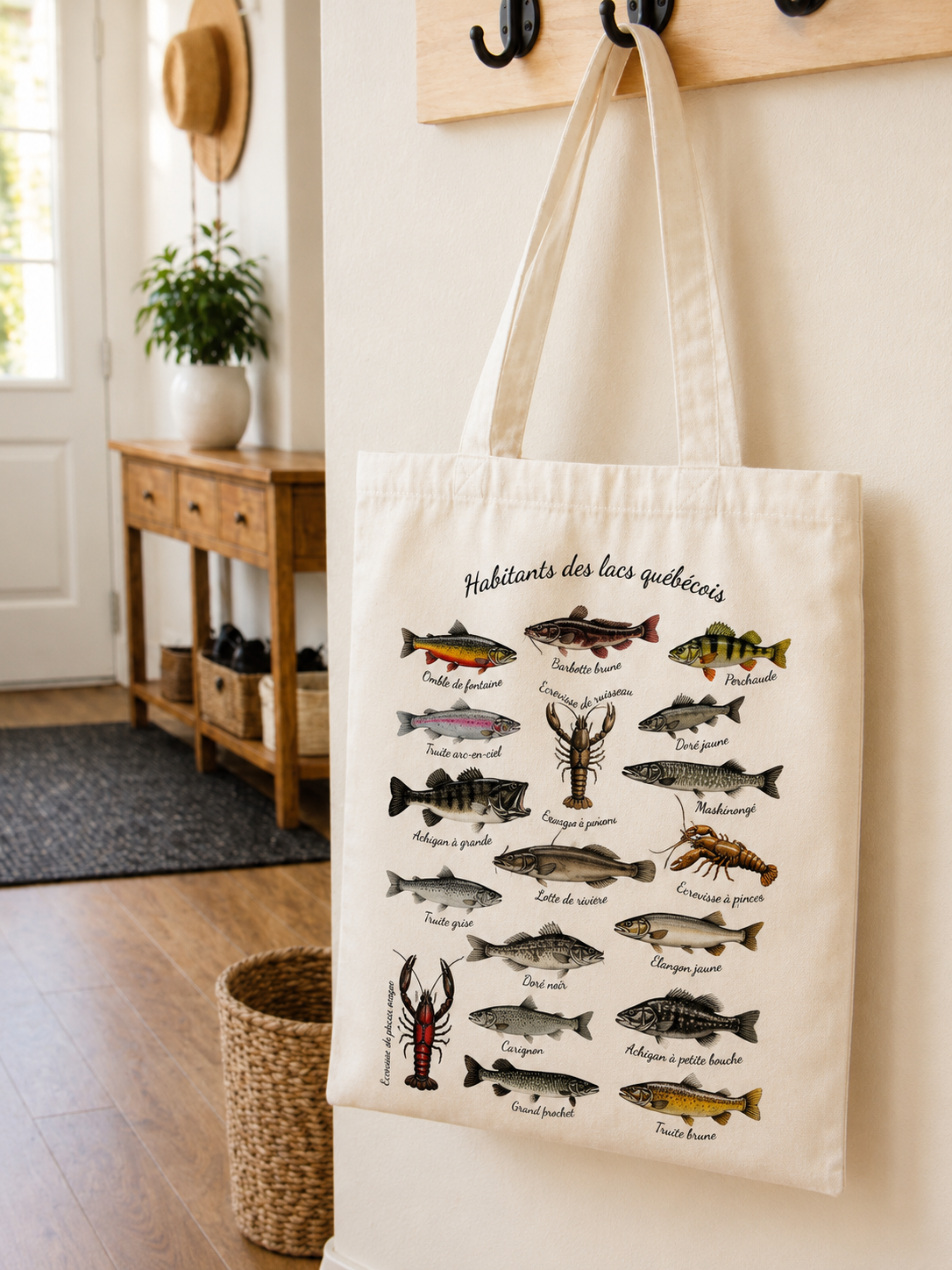Sac tote réutilisable ''Habitants des lacs québécois'' LG