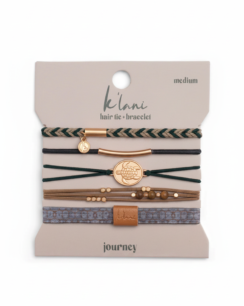 Bracelets élastiques à cheveux « Journey » en forme de tortue verte (medium)