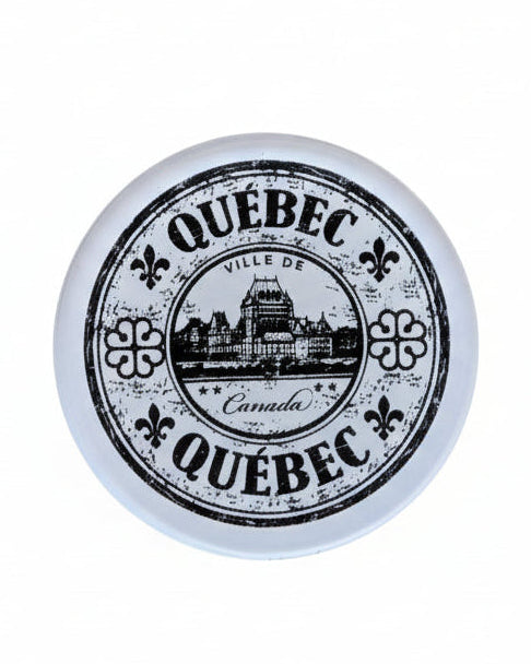Aimant acrylique ''Rond noir et blanc Québec'' LG