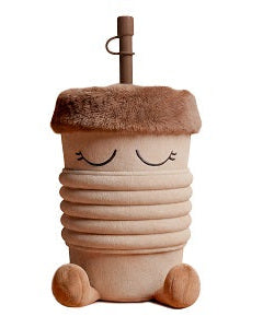Gobelet à paille, avec housse en peluche 360 ml "café"
