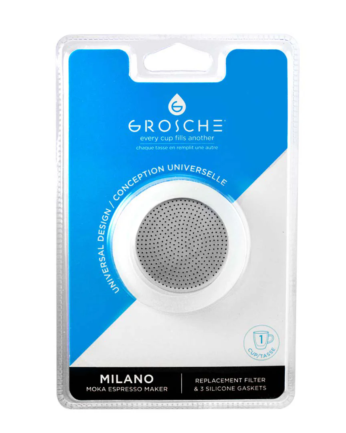 Filtre de remplacement & 3 joints de silicone - Milano 3 tasses