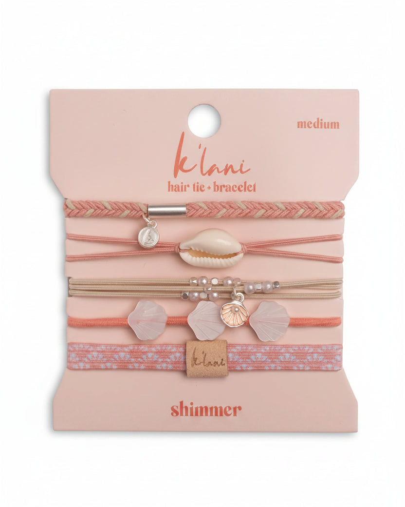 Bracelets élastiques à cheveux en corail scintillant avec coquillage (medium)