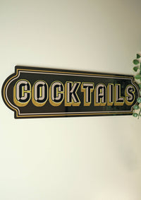 Enseigne Rectangulaire Cocktails - Bronze Audacieux: Small 28cm x 8cm