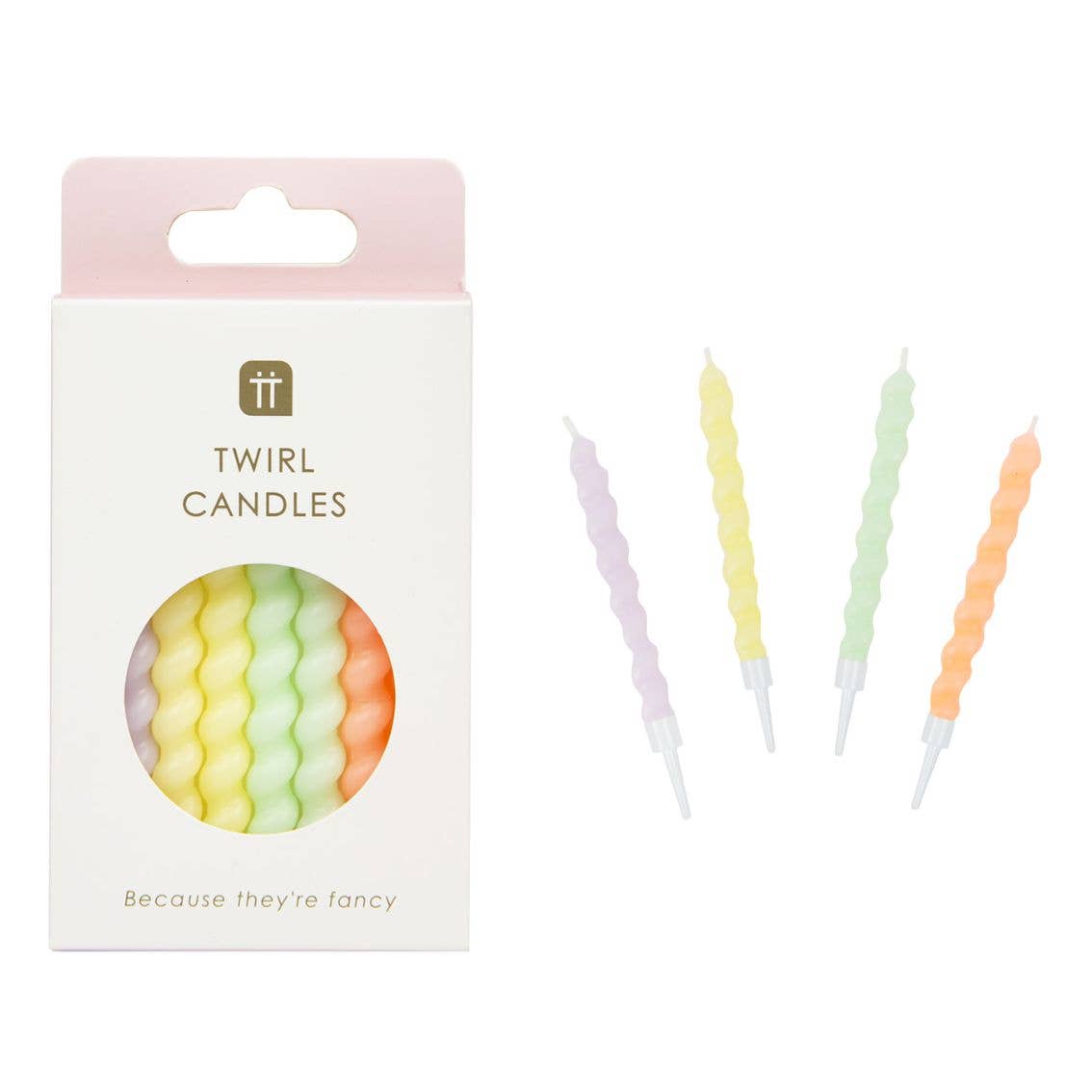 Bougies d'anniversaire tourbillons pastel - Pack de 8 | Bougies de gâteau |