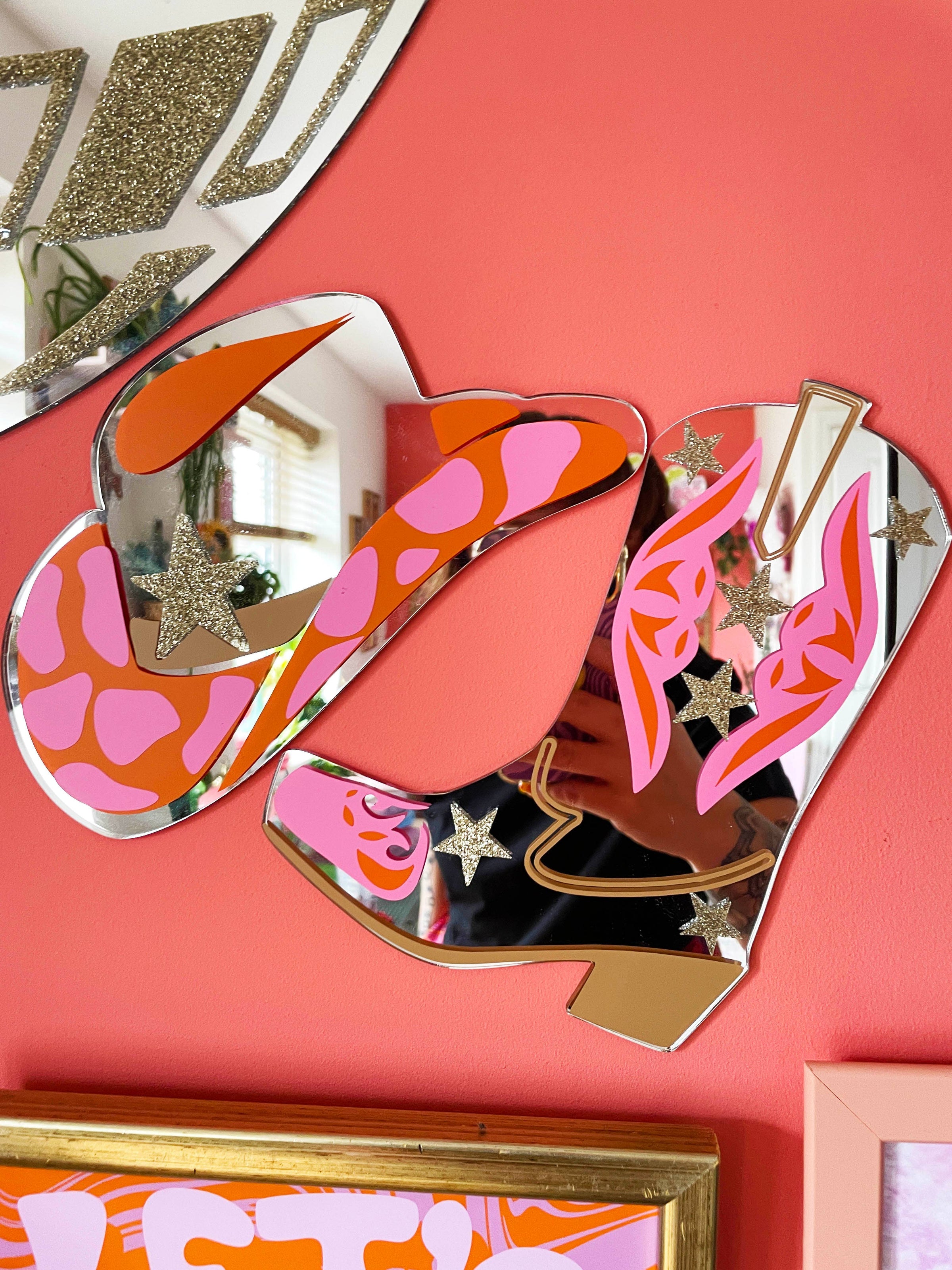 Mini miroir bottes de cowboy rétro Rootin' Tootin'