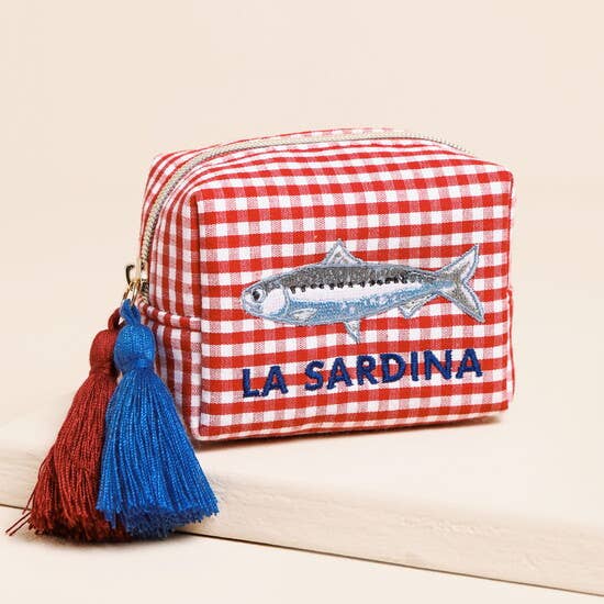 Pochette Broderie Poisson Vichy Rouge et Blanc