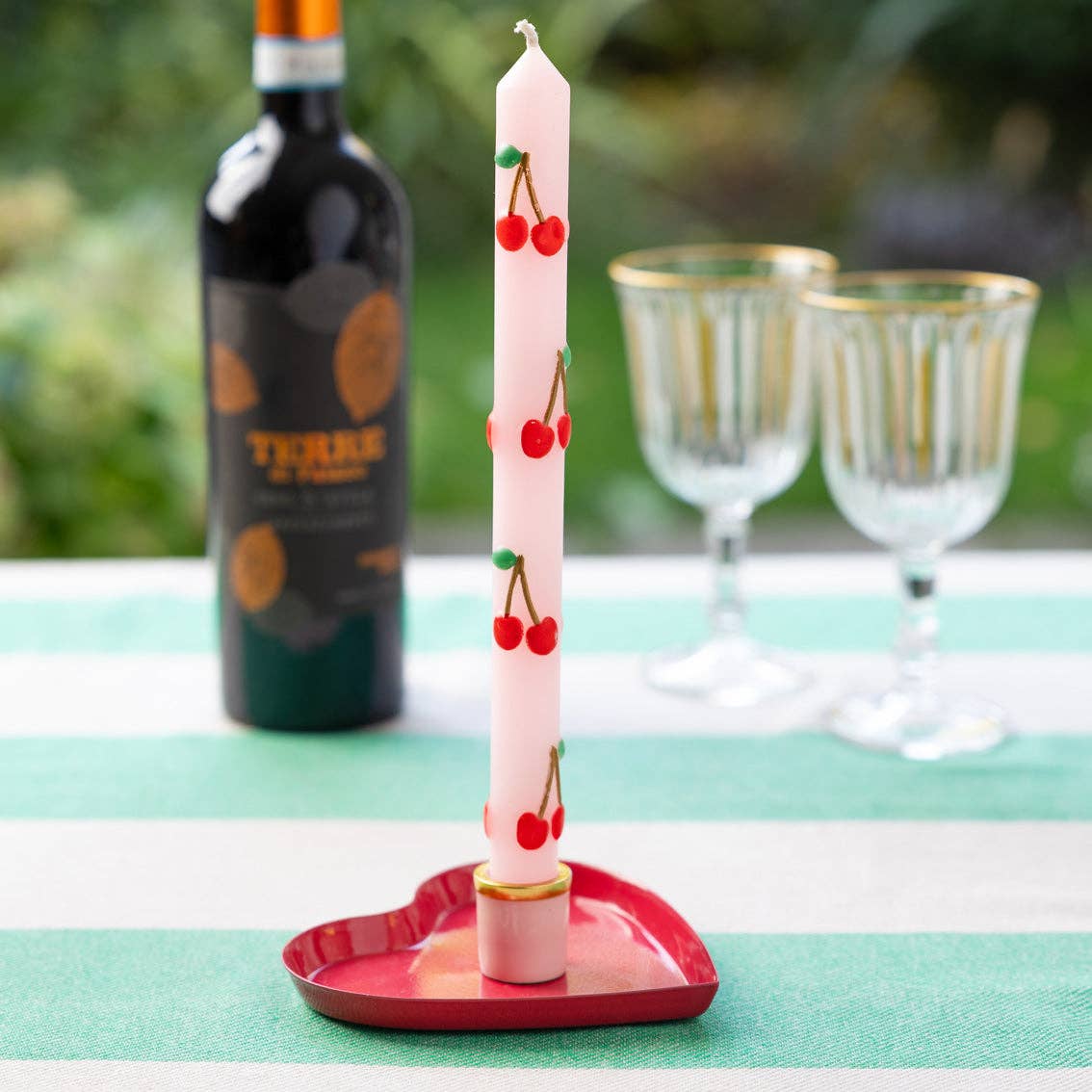 Bougies de table Cerise - lot de 2 | Décoration d'été pour la maison |