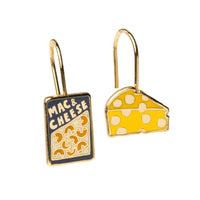 Boucles d'oreilles pendantes macaroni au fromage | Boucles d'oreilles gourmandes dorées