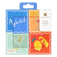 Serviettes à cocktail en papier recyclé Bon Appétit Apéritif - Pack de 20 | Décoration d'été |