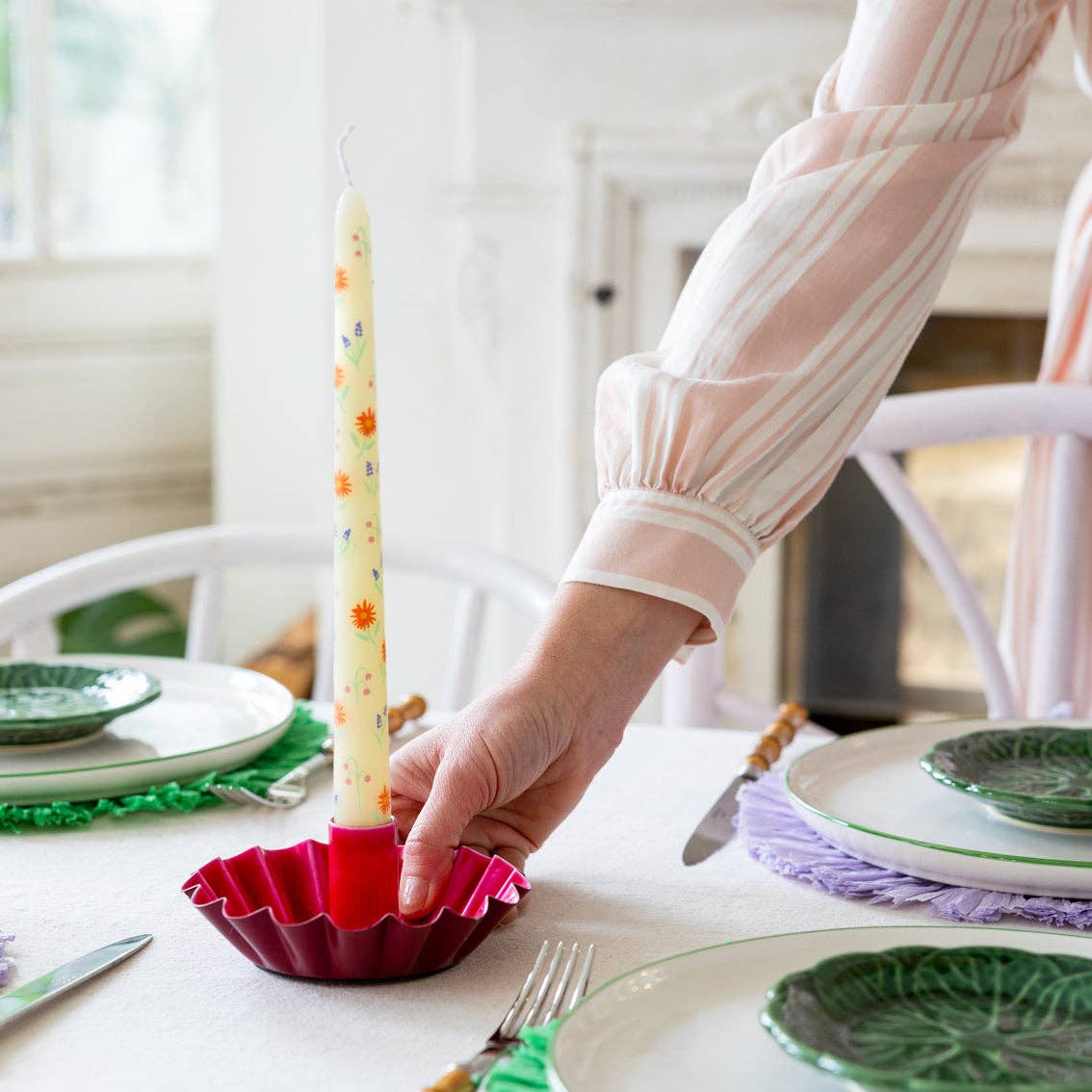 Bougies de table florales jaunes et roses | Cadeaux d'été |