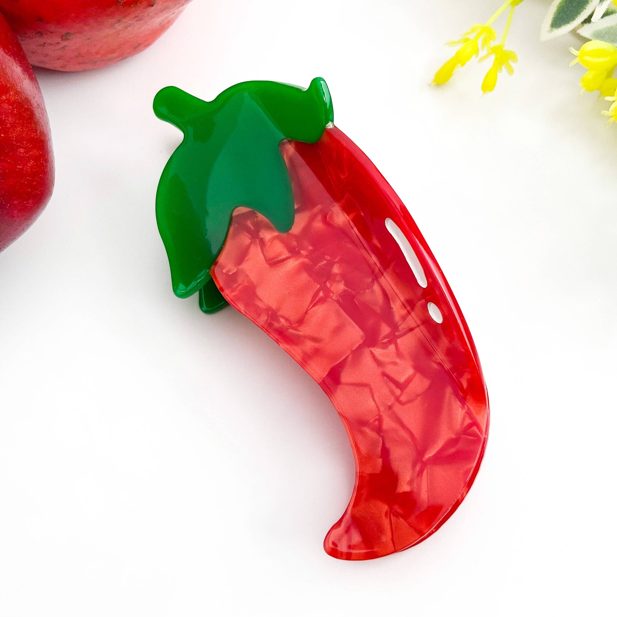Barrette pince à cheveux en forme de piment rouge
