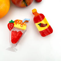 Pinces à cheveux en acétate sur le thème de la nourriture, motifs de sauce piquante et de taco: Sauce Chili