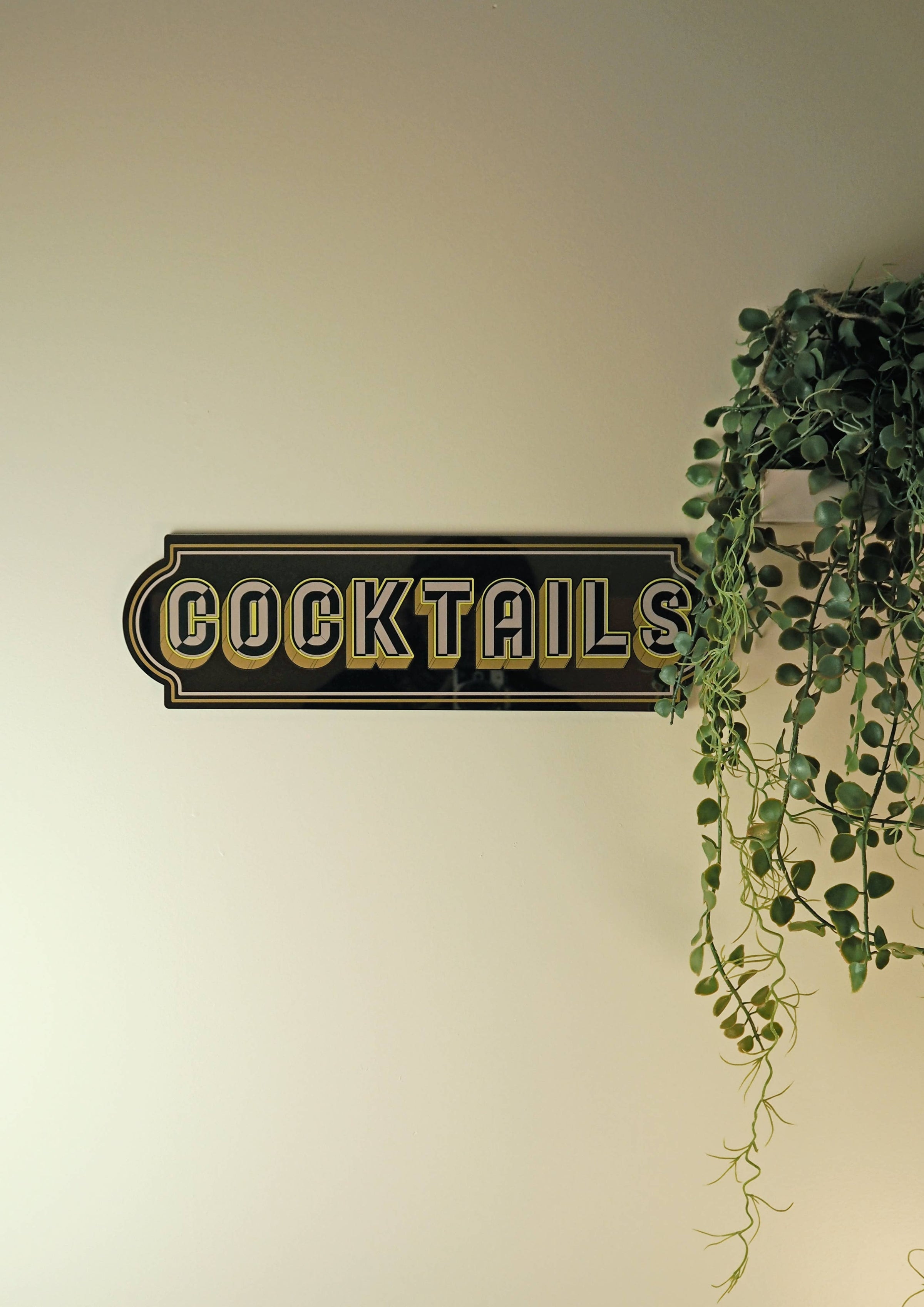 Enseigne Rectangulaire Cocktails - Bronze Audacieux: Small 28cm x 8cm