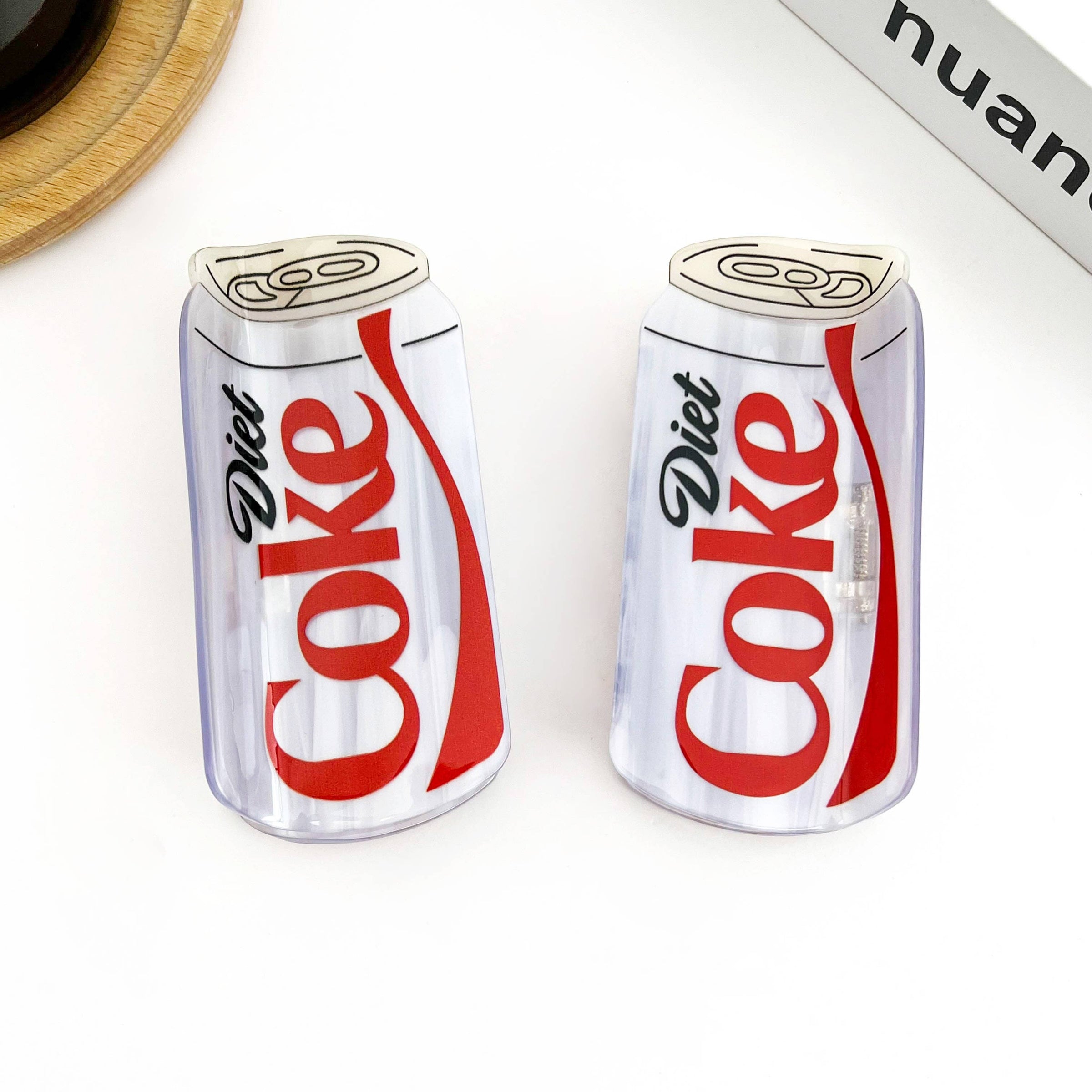 Pince à cheveux en forme de bouteille de Coca Light, accessoire amusant en acétate.: Coca
