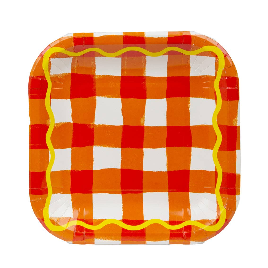 Assiettes carrées en vichy coloré - Pack de 12 | Fournitures de fête |