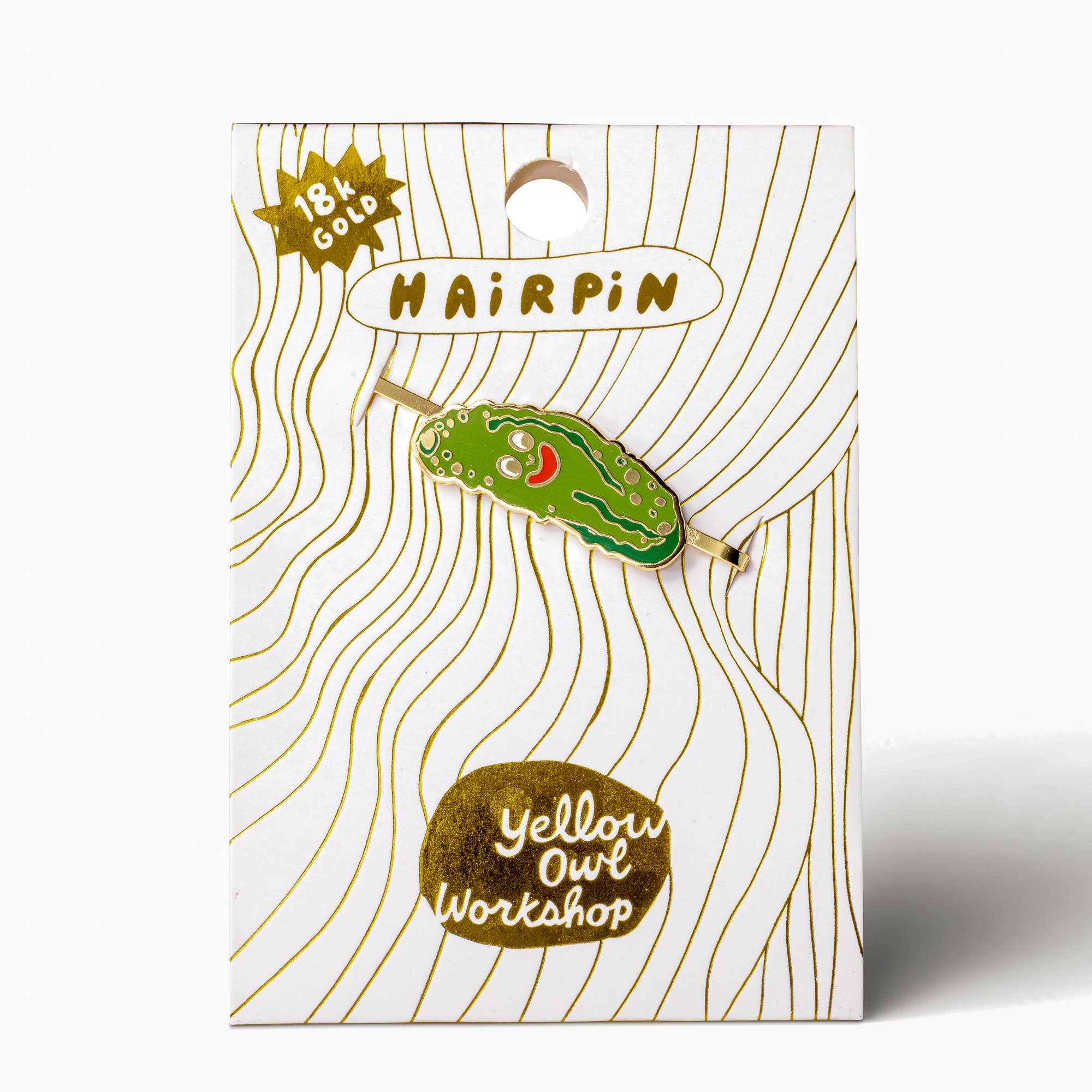 Pickle Guy épingle à cheveux dorée | Accessoire capillaire pour amateur de cornichons
