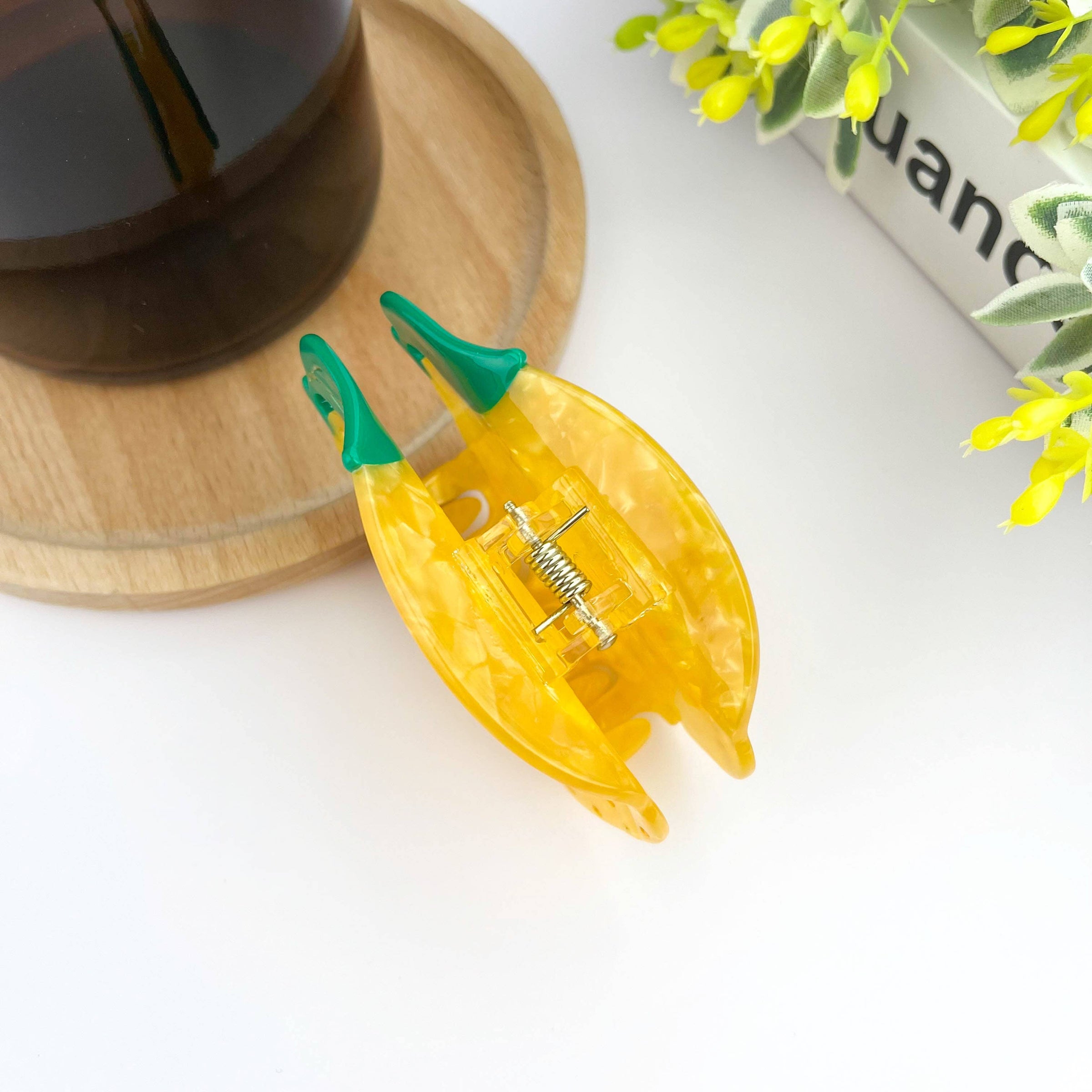 Pince à cheveux citron jaune acétate, pince à cheveux fruit pour femme