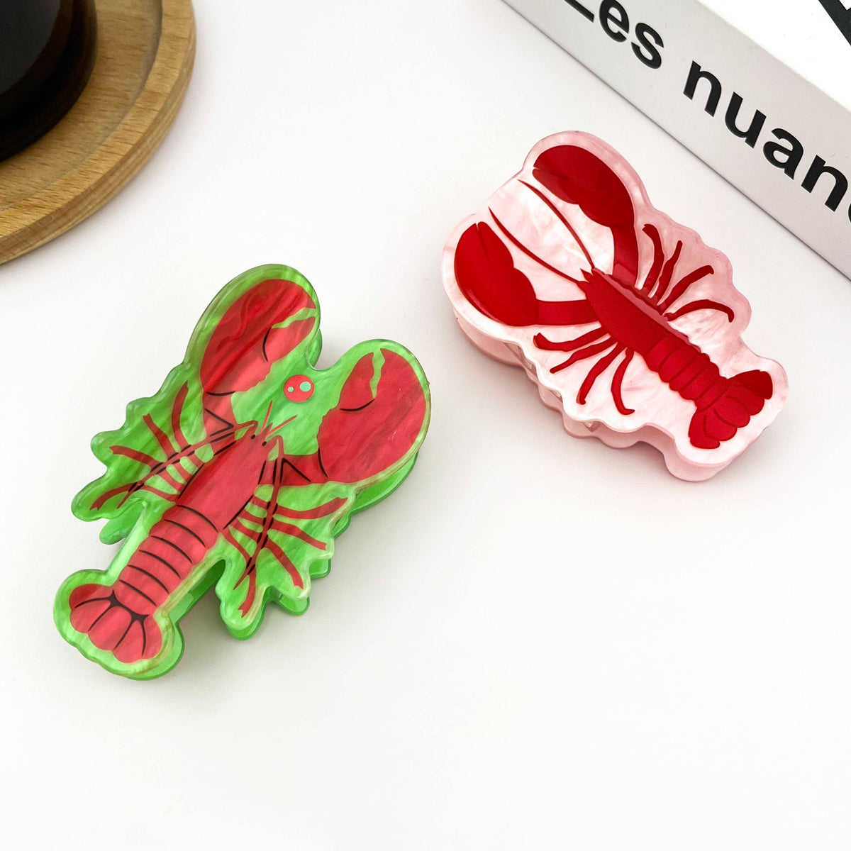 Pince à cheveux homard rouge, accessoires pour cheveux Océan: Rose