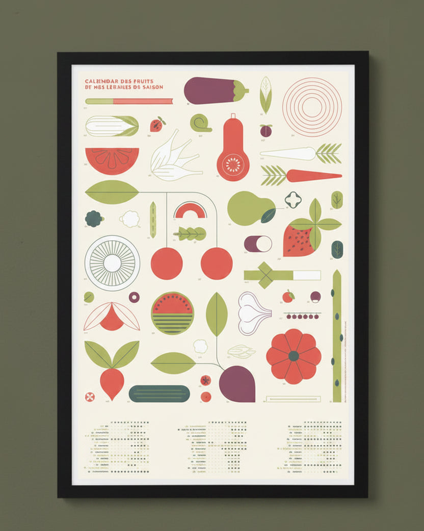 Affiche calendrier 13x19in - Fruits et légumes de saisons