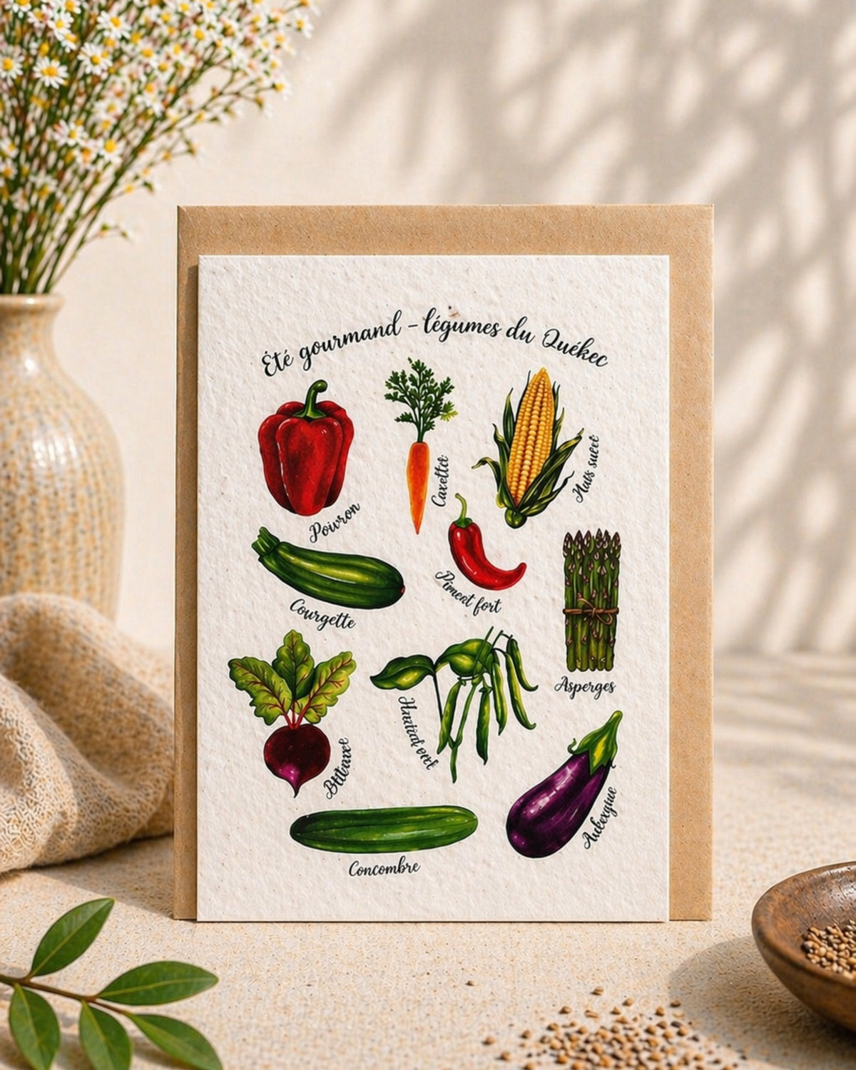 Carte de souhaits plantable LG - Été Gourmand Légumes du Québec
