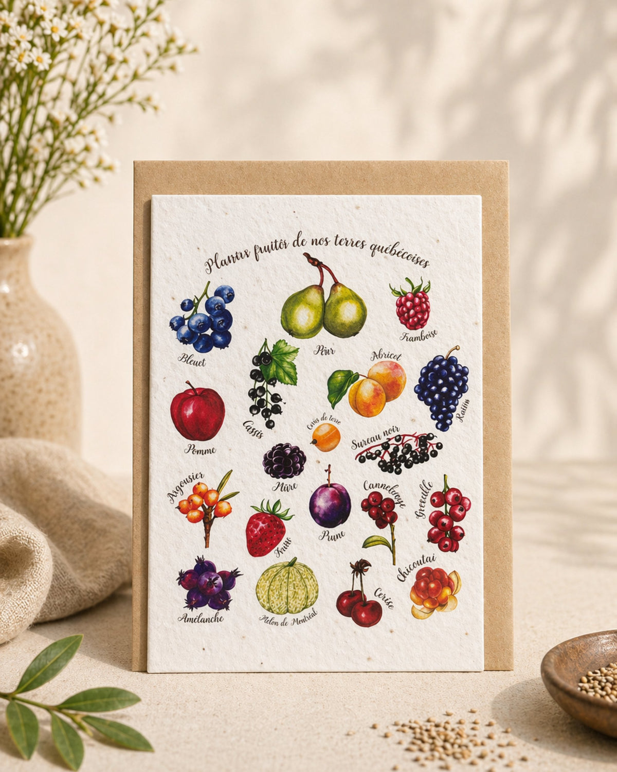 Carte de souhaits plantable LG - Plaisirs fruités de nos terres québécoises