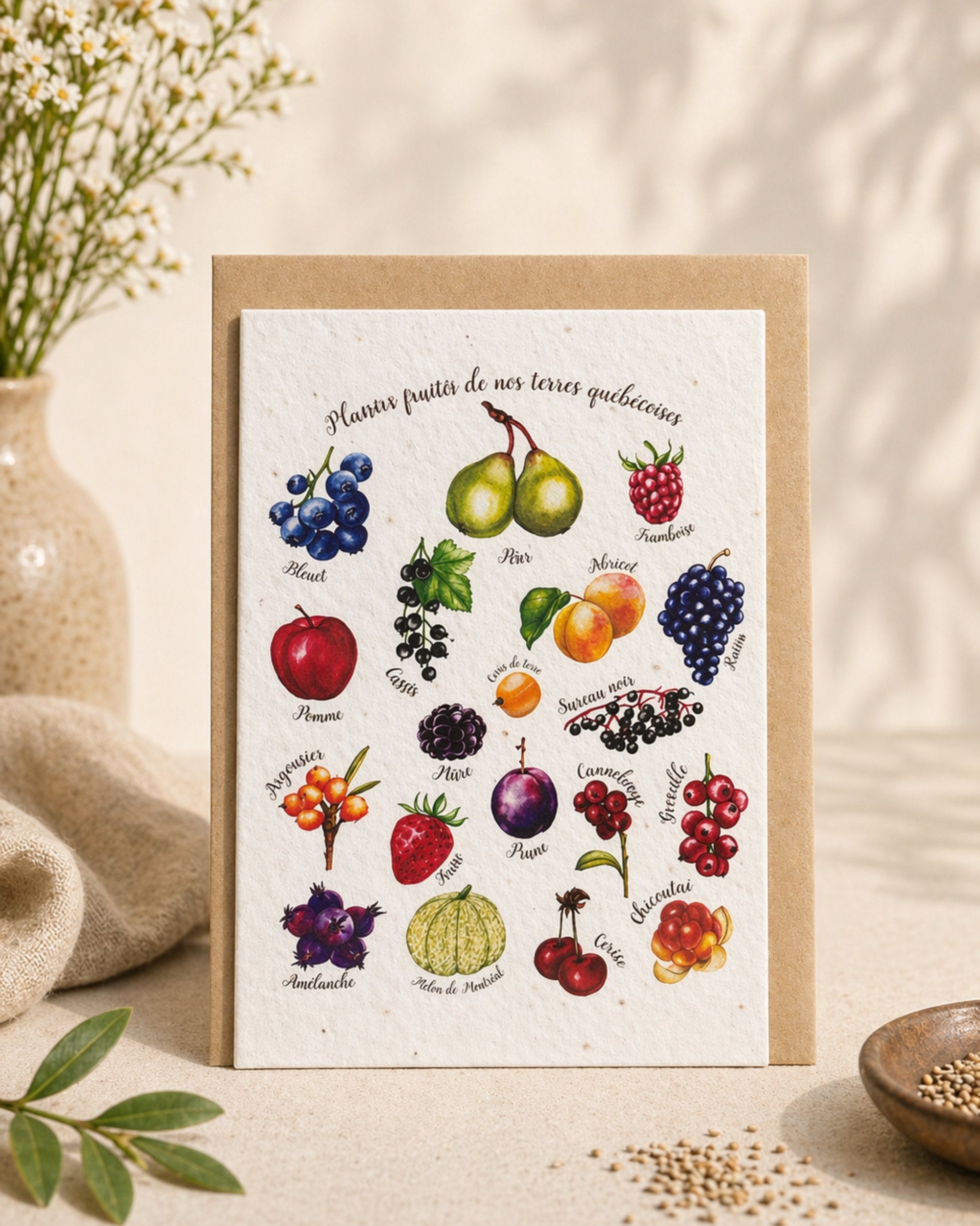 Carte de souhaits plantable LG - Plaisirs fruités de nos terres québécoises