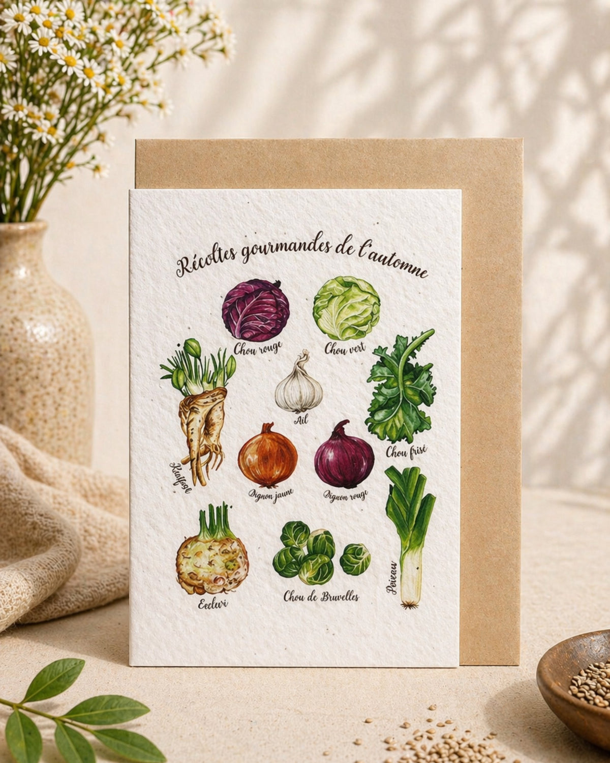 Carte de souhaits plantable LG - Récoltes gourmandes de l'automne