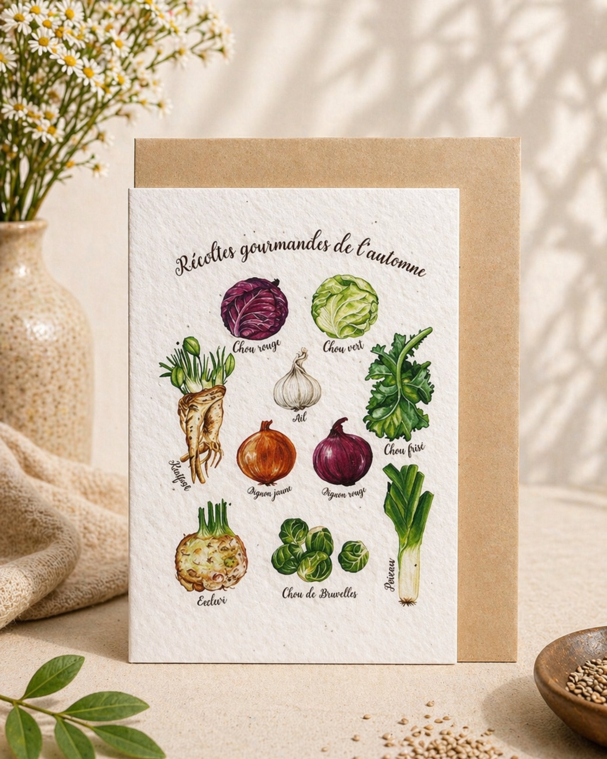 Carte de souhaits plantable LG - Récoltes gourmandes de l'automne