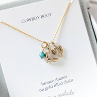 Collier de botte de cowboy: Argent avec chaîne en argent
