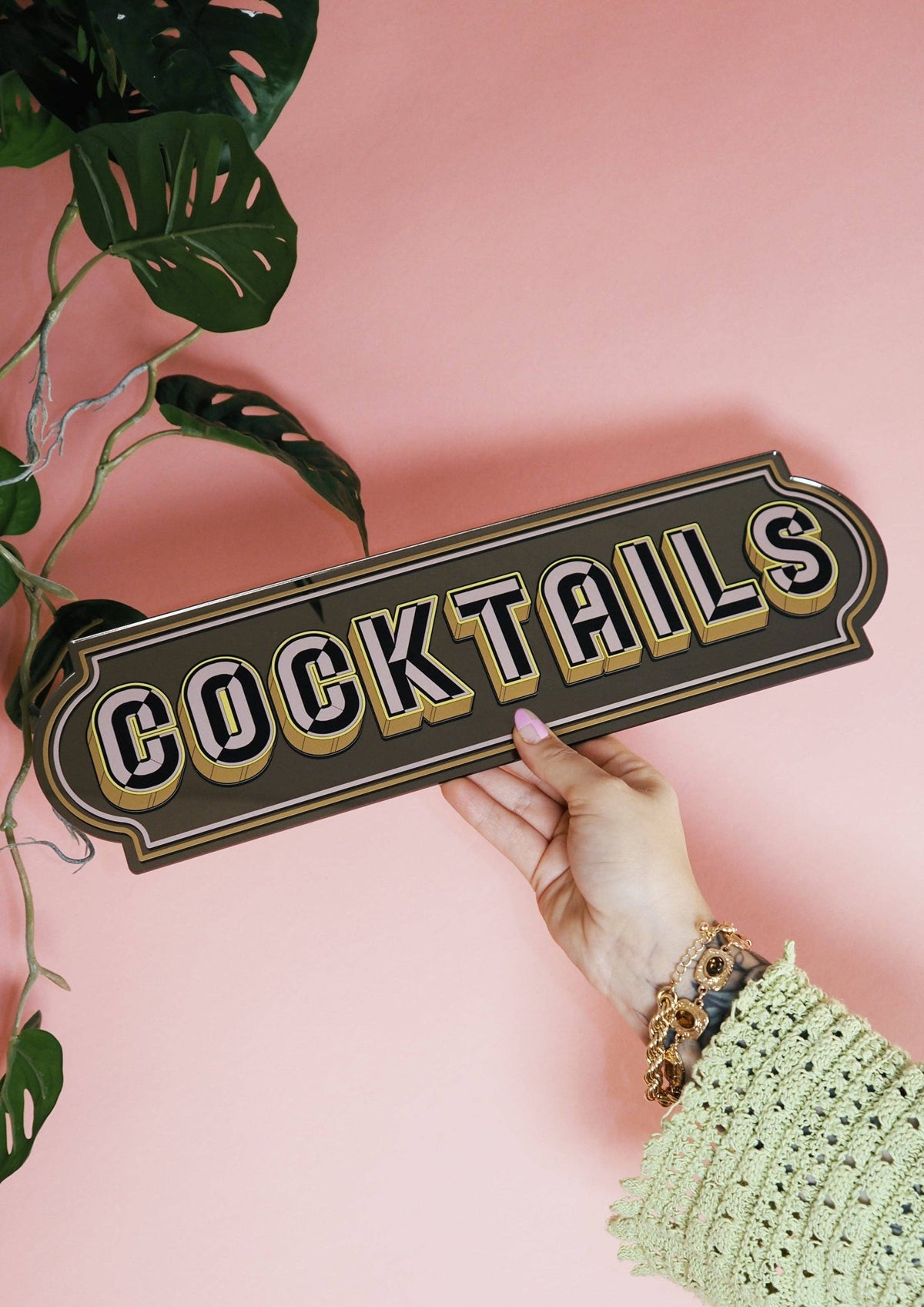 Enseigne Rectangulaire Cocktails - Bronze Audacieux: Small 28cm x 8cm