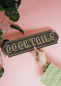 Enseigne Rectangulaire Cocktails - Bronze Audacieux: Small 28cm x 8cm