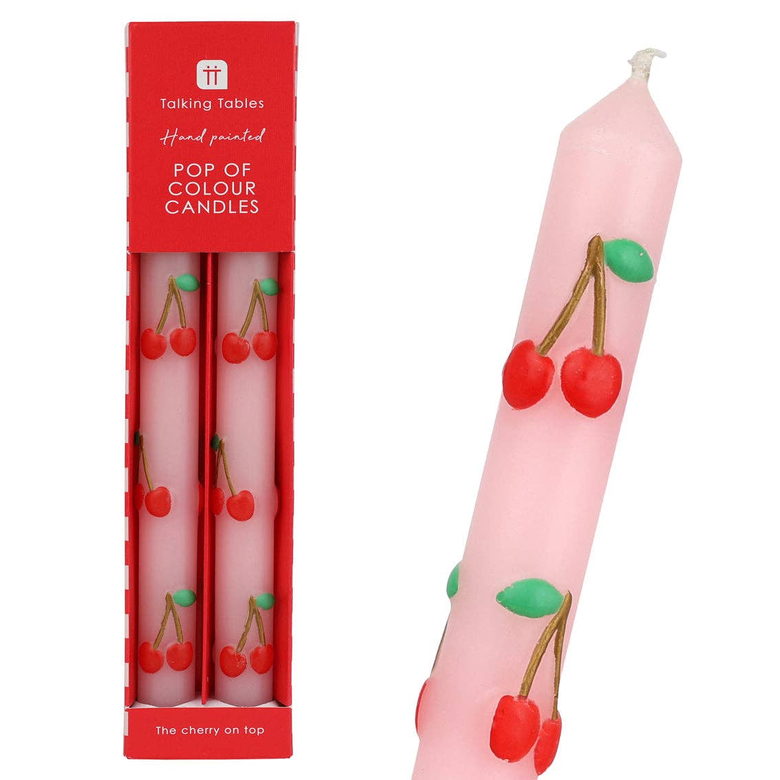 Bougies de table Cerise - lot de 2 | Décoration d'été pour la maison |