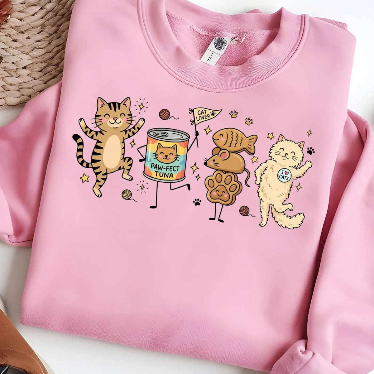 Transfert DTF en couleur intégrale pour t-shirt — Gribouillis « Amoureux des chats »: Bambin (6 pouces)