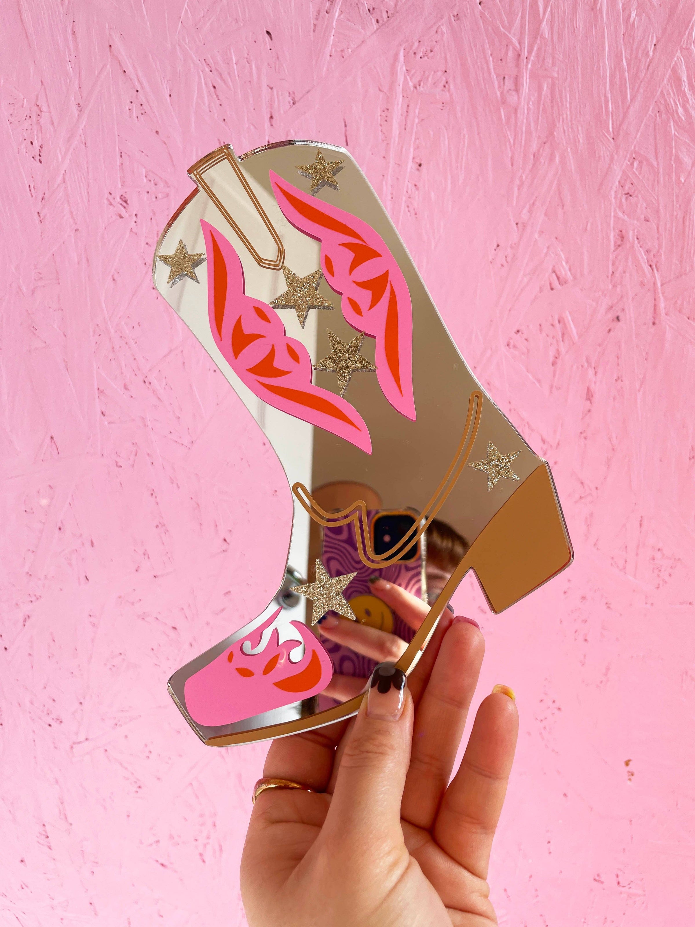 Mini miroir bottes de cowboy rétro Rootin' Tootin'