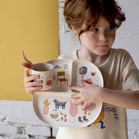 Ensemble de vaisselle illustré pour enfants - Corail