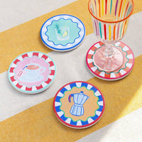 Sous-verres 4 icônes de boissons – Présentation mixte – Pack de 20 | Cadeaux d'été |
