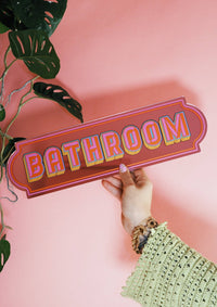 Panneau Miroir Salle de Bain 'Bathroom' - Rose Ludique: Medium - 39cm x 10cm