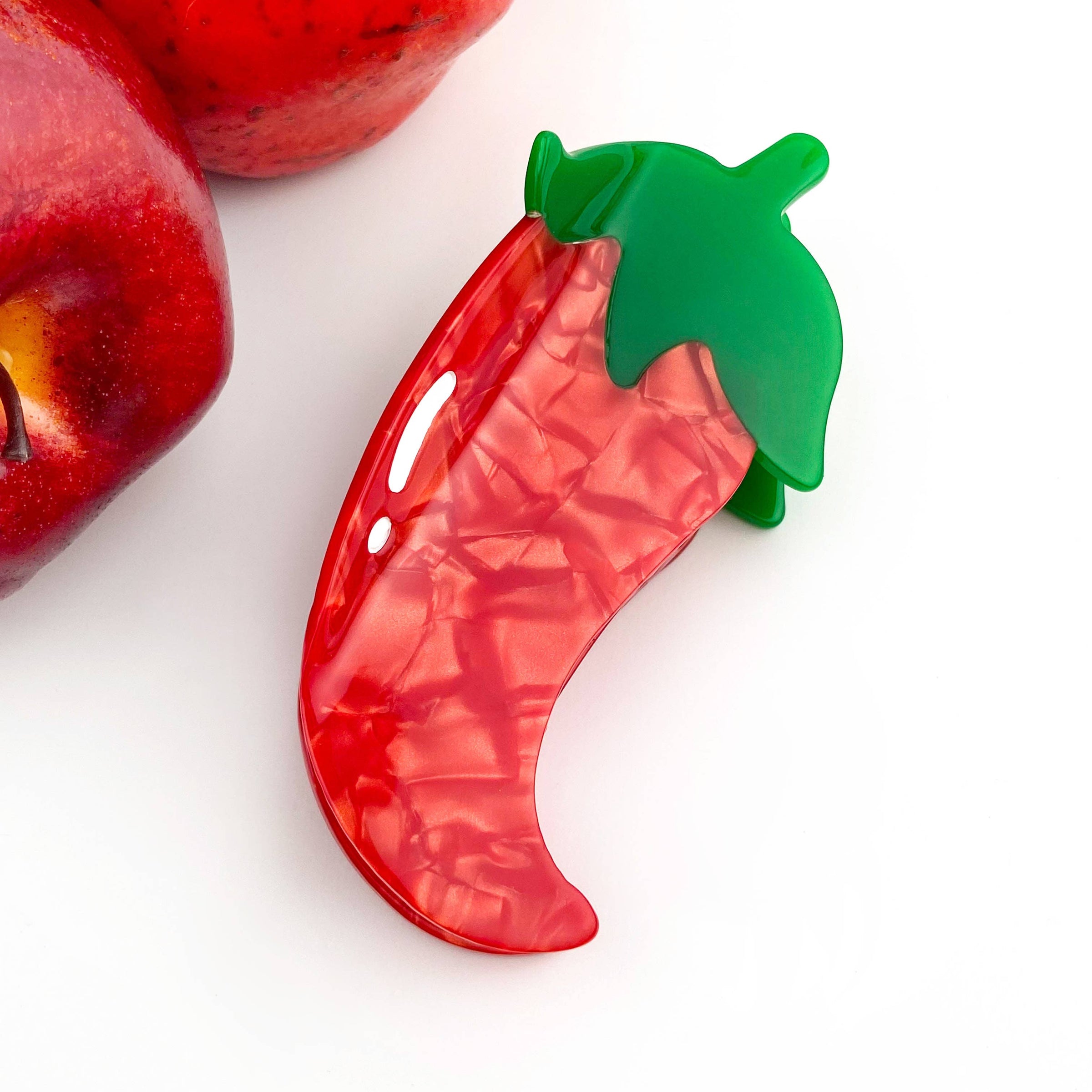 Barrette pince à cheveux en forme de piment rouge