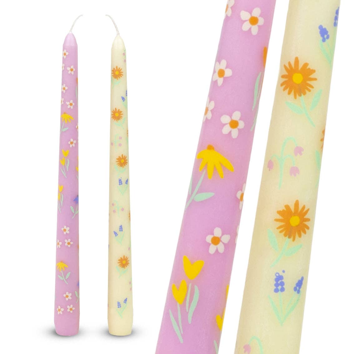 Bougies de table florales jaunes et roses | Cadeaux d'été |